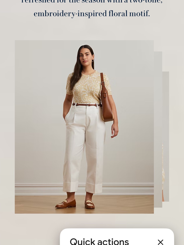 Lauren Ralph Lauren Cream And Tan Short-Sleeve Embroidered Sweater